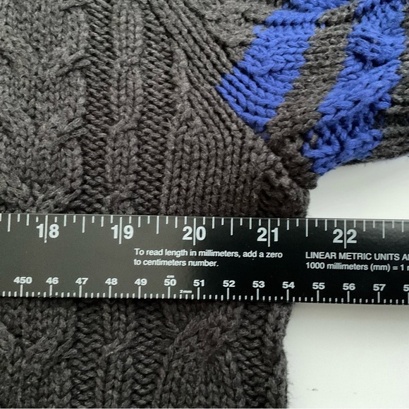 Gap Mens Cardigan Sz L Gray Cable Knit Fisherman Chunky Preppy Academia 90s Y2K - Picture 6 of 12
